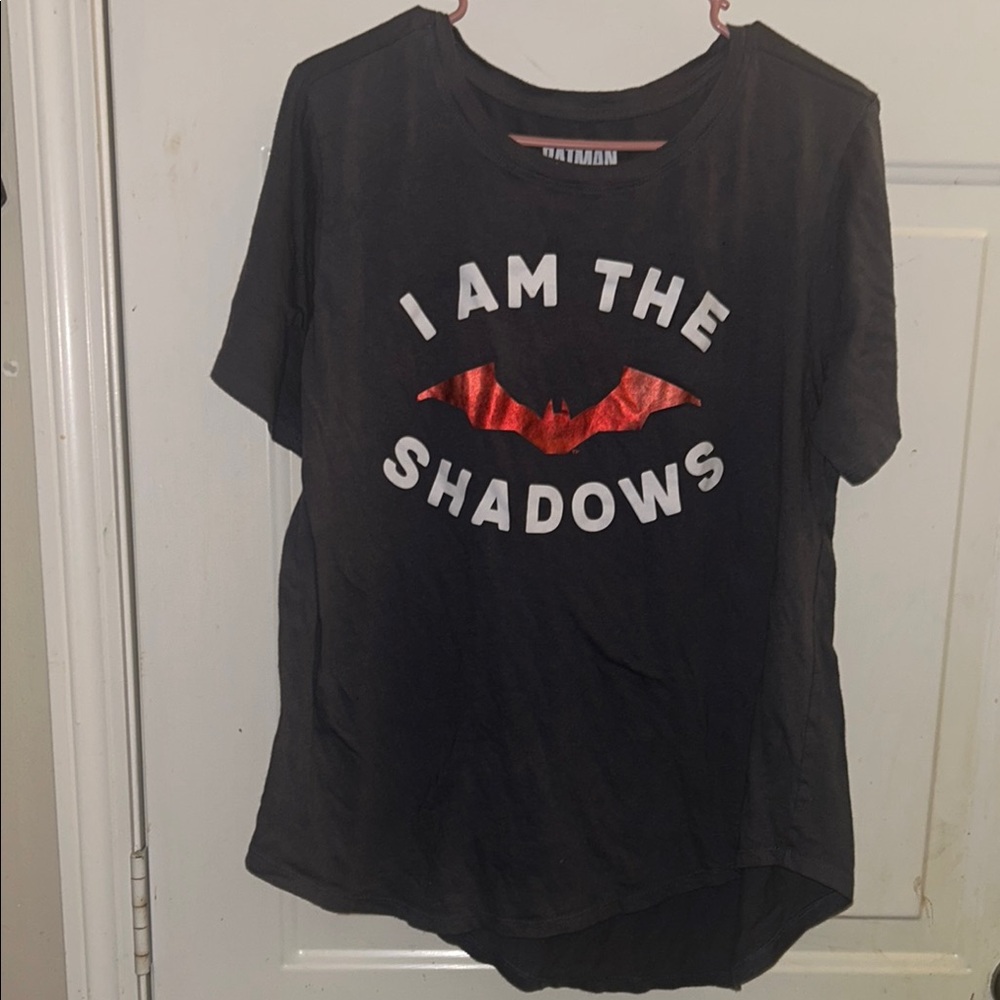 Black T-Shirt with Red Bat Design